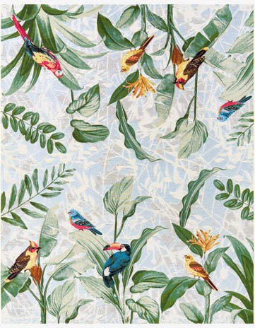 7' 10 x 10' Easy-Clean Botanical Indoor / Outdoor Rug