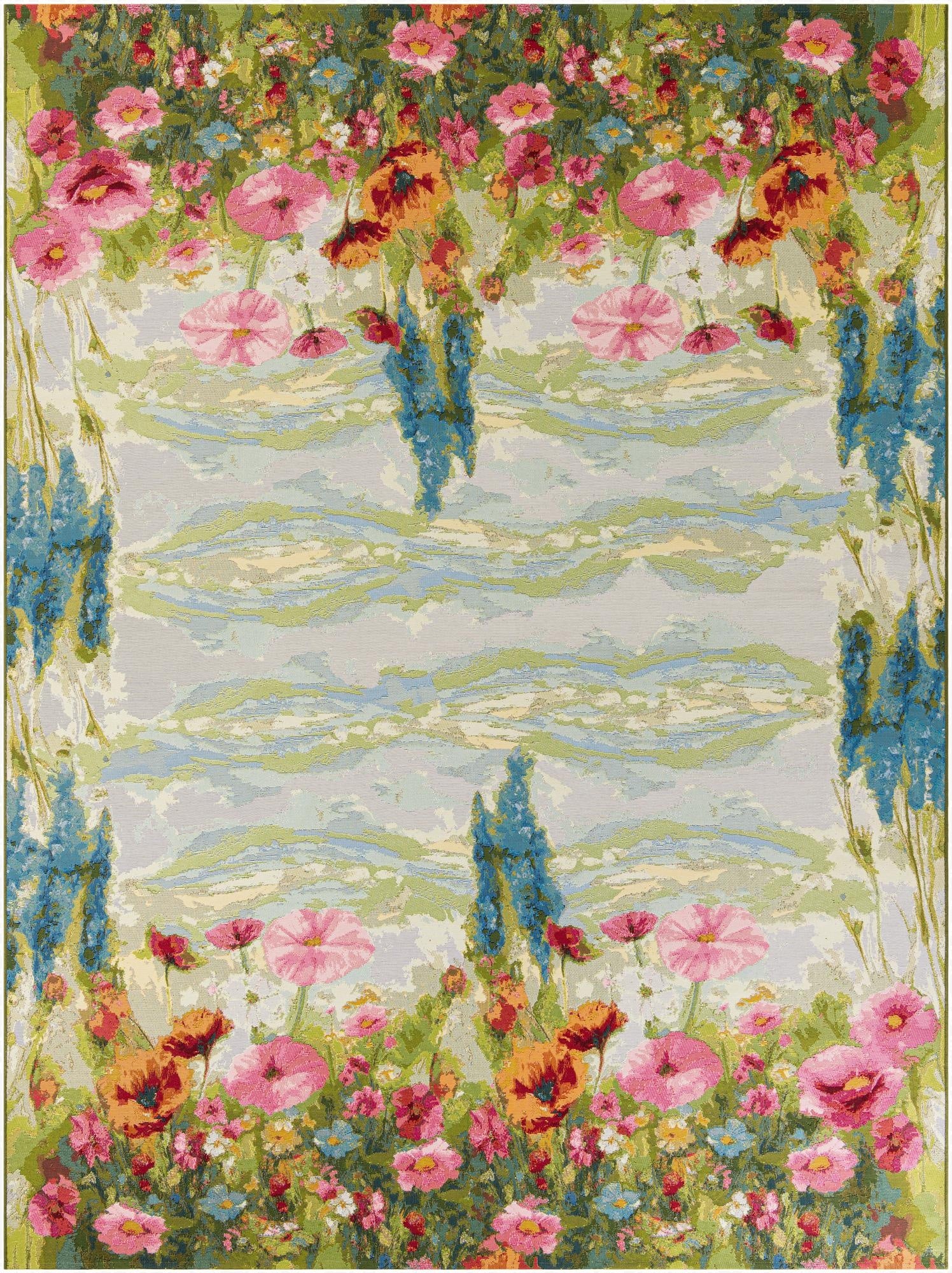 9' x 12'  Washable Botanical Indoor / Outdoor Rug