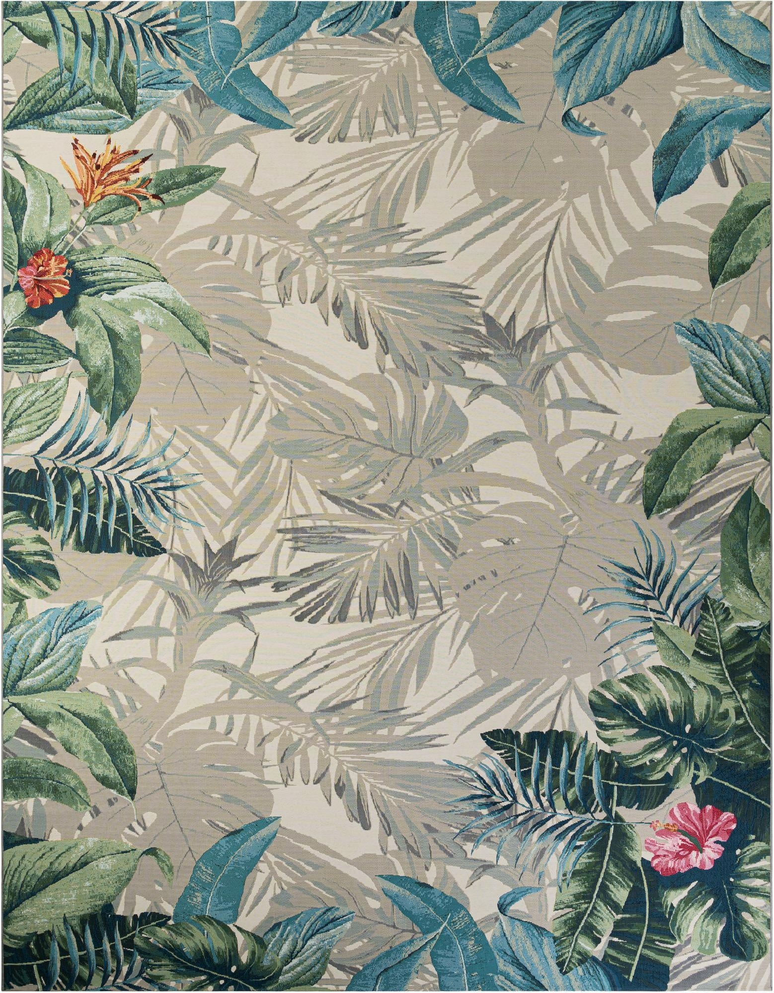 Primary image 12' x 16'  Washable Botanical Indoor / Outdoor Rug