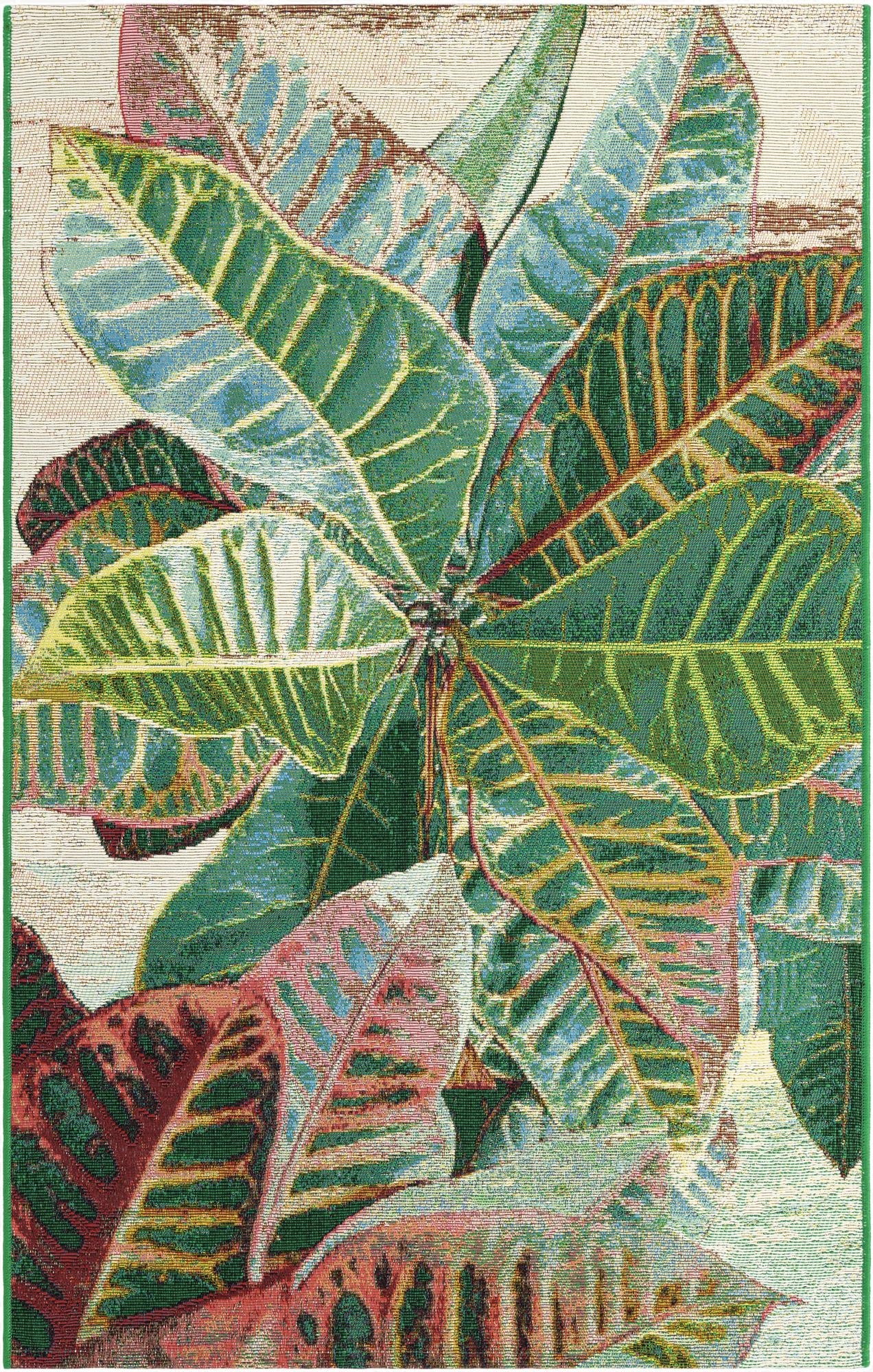 Primary image 3' 3 x 5' 3  Washable Botanical Indoor / Outdoor Rug