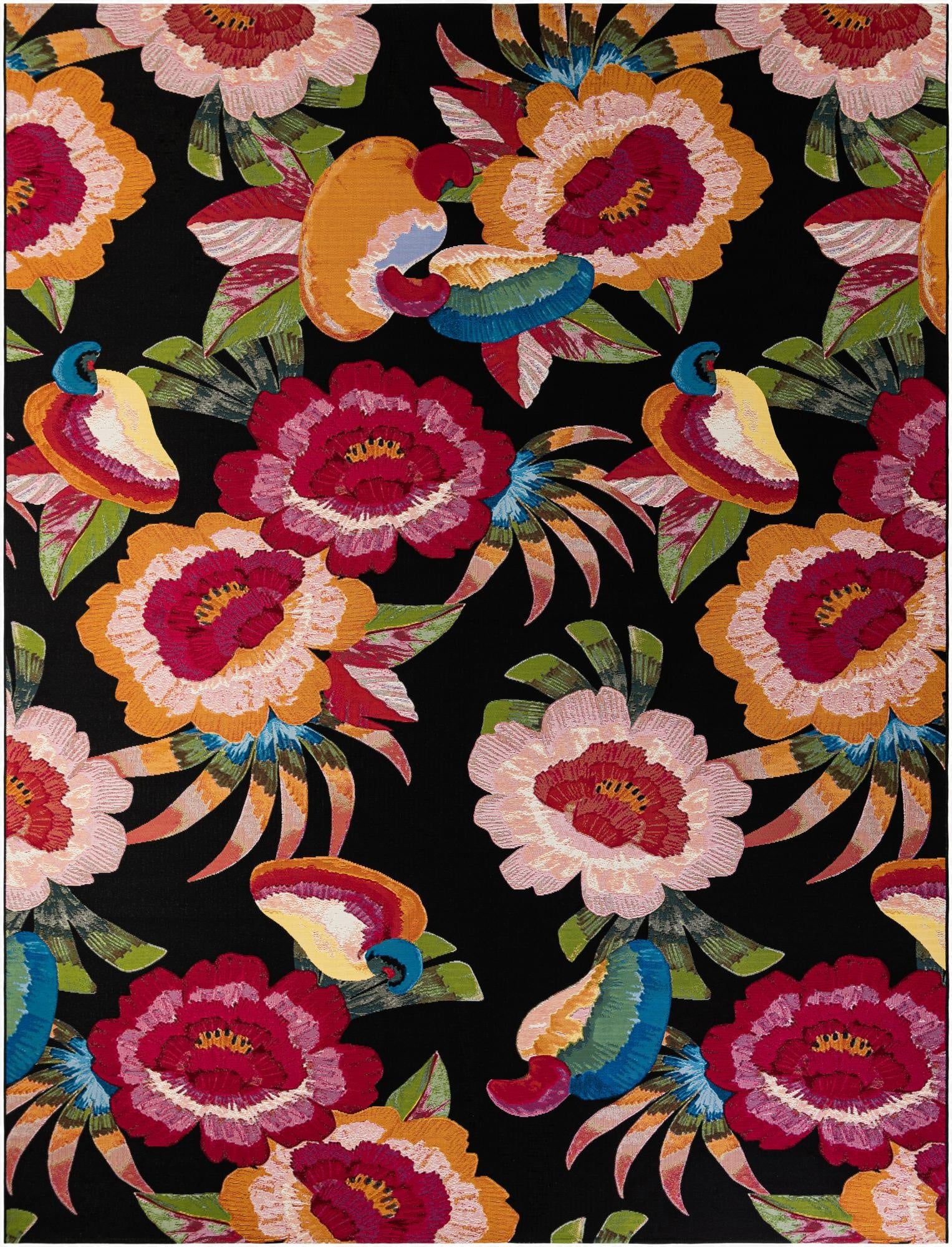 10' x 13'  Washable Botanical Indoor / Outdoor Rug