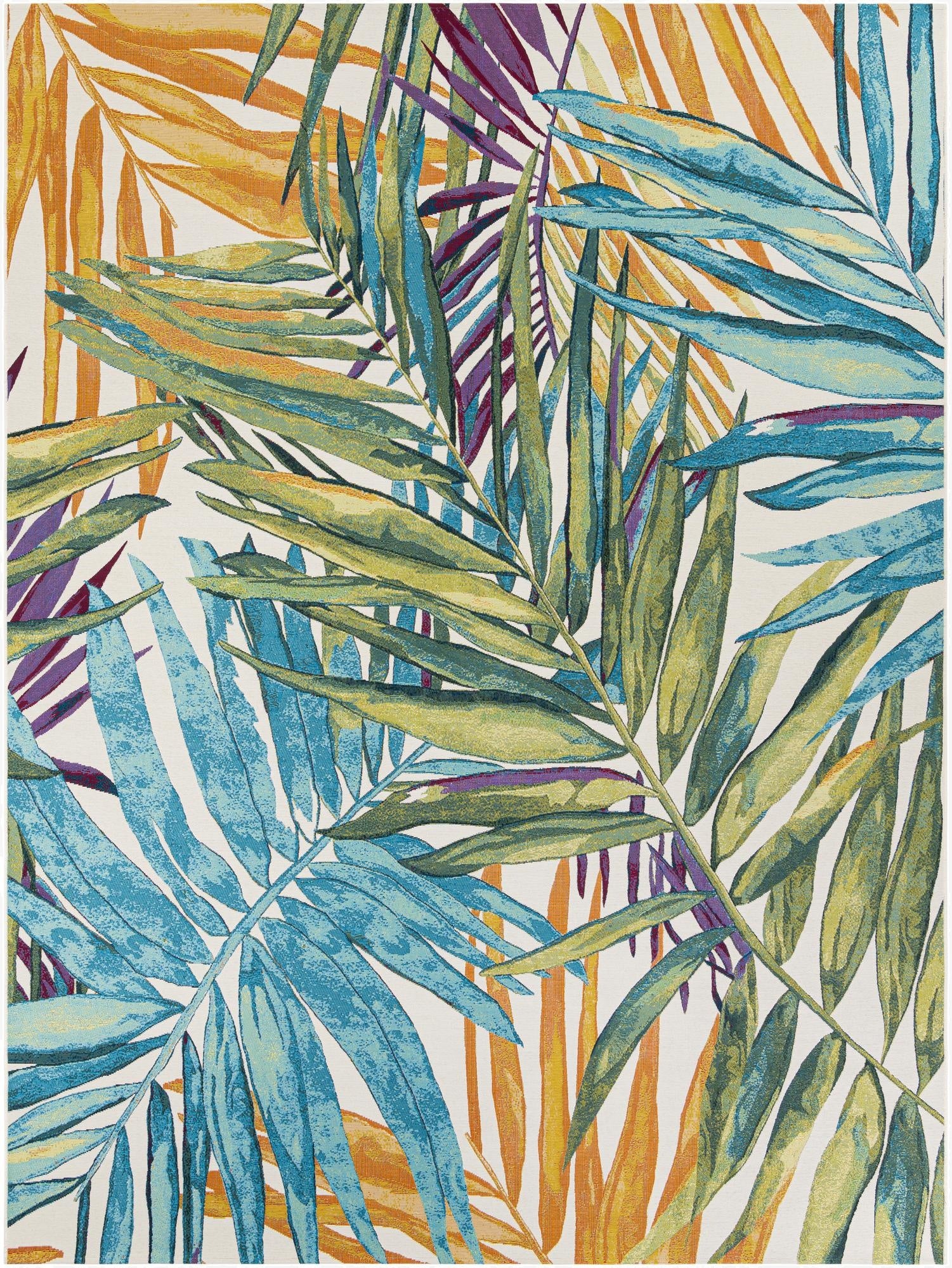 9' x 12'  Washable Botanical Indoor / Outdoor Rug