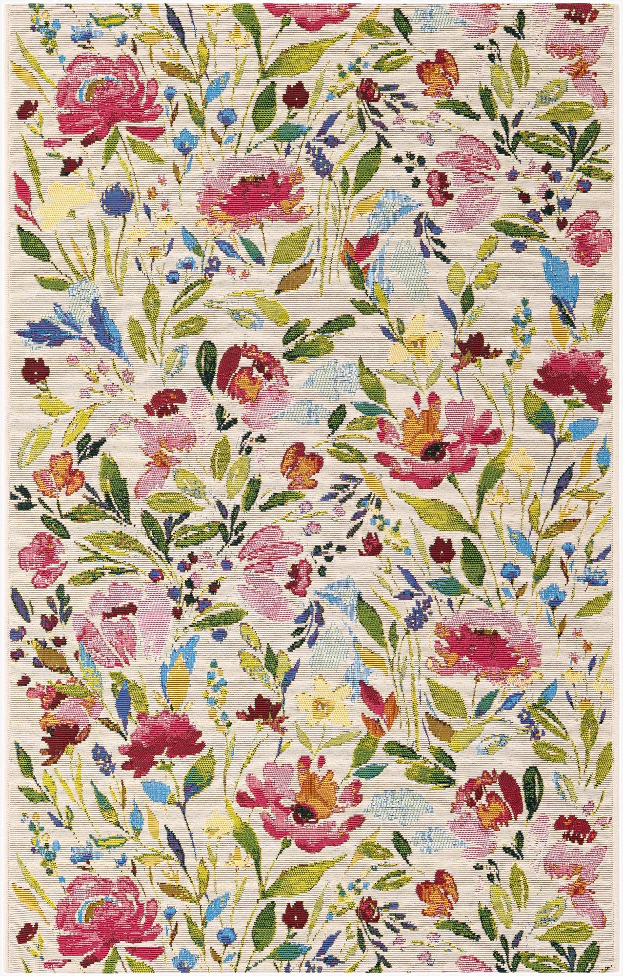 3' 3 x 5' 3  Washable Botanical Indoor / Outdoor Rug