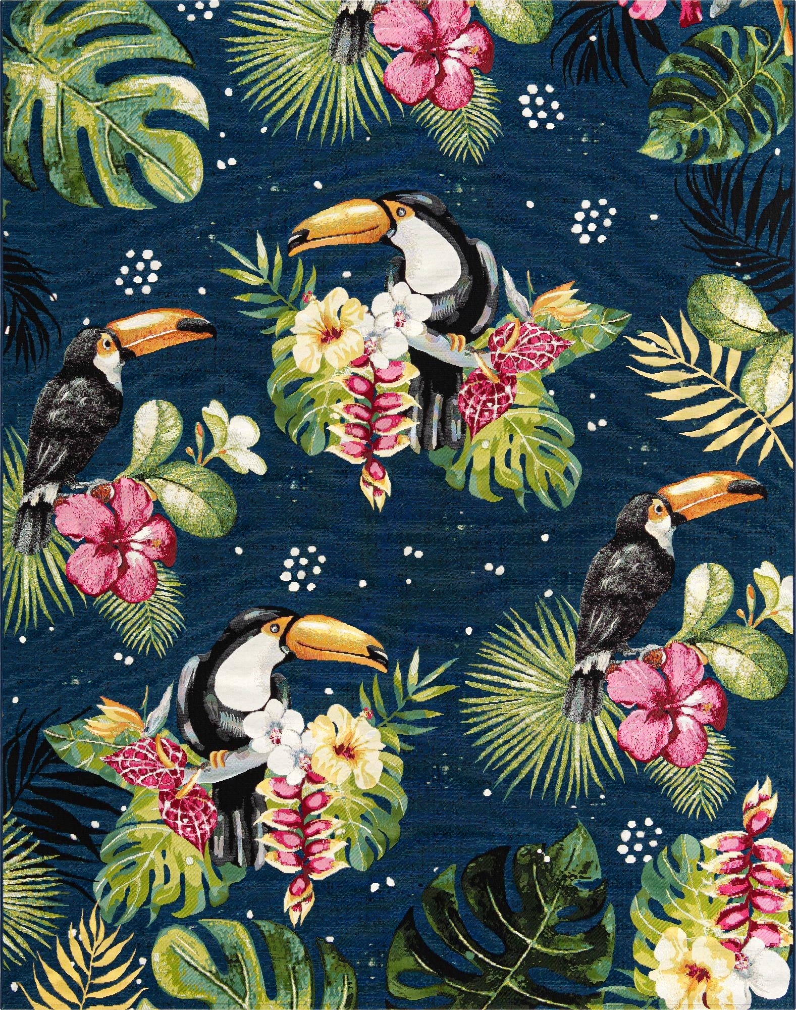 Primary image 7' 10 x 10'  Washable Botanical Indoor / Outdoor Rug