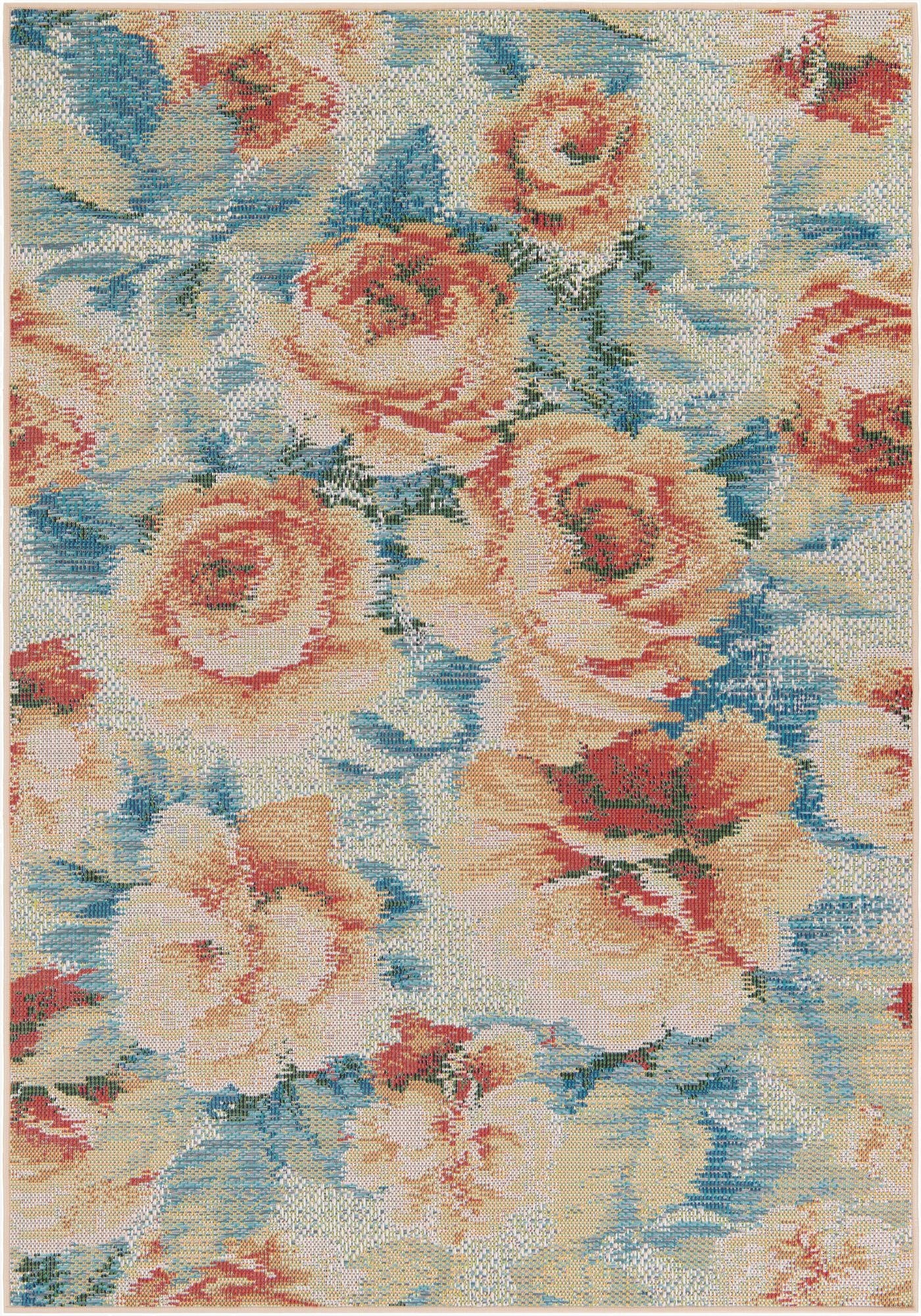 5' x 7' 3 Easy-Clean Botanical Indoor / Outdoor Rug