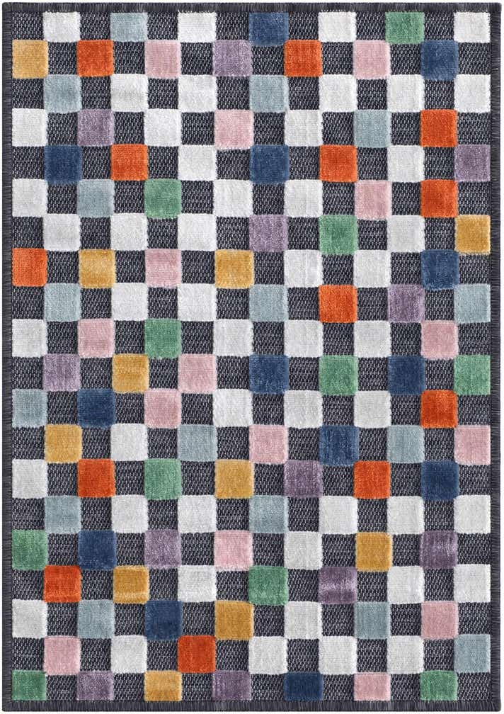 65cm x 95cm Easy-Clean Checkered Indoor / Outdoor Rug