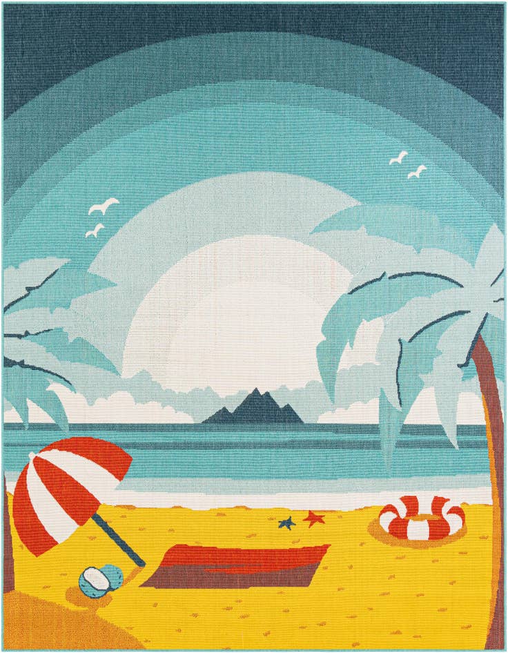 Detail image of 7' 10 x 10' Easy-Clean Coastal Indoor / Outdoor Rug
