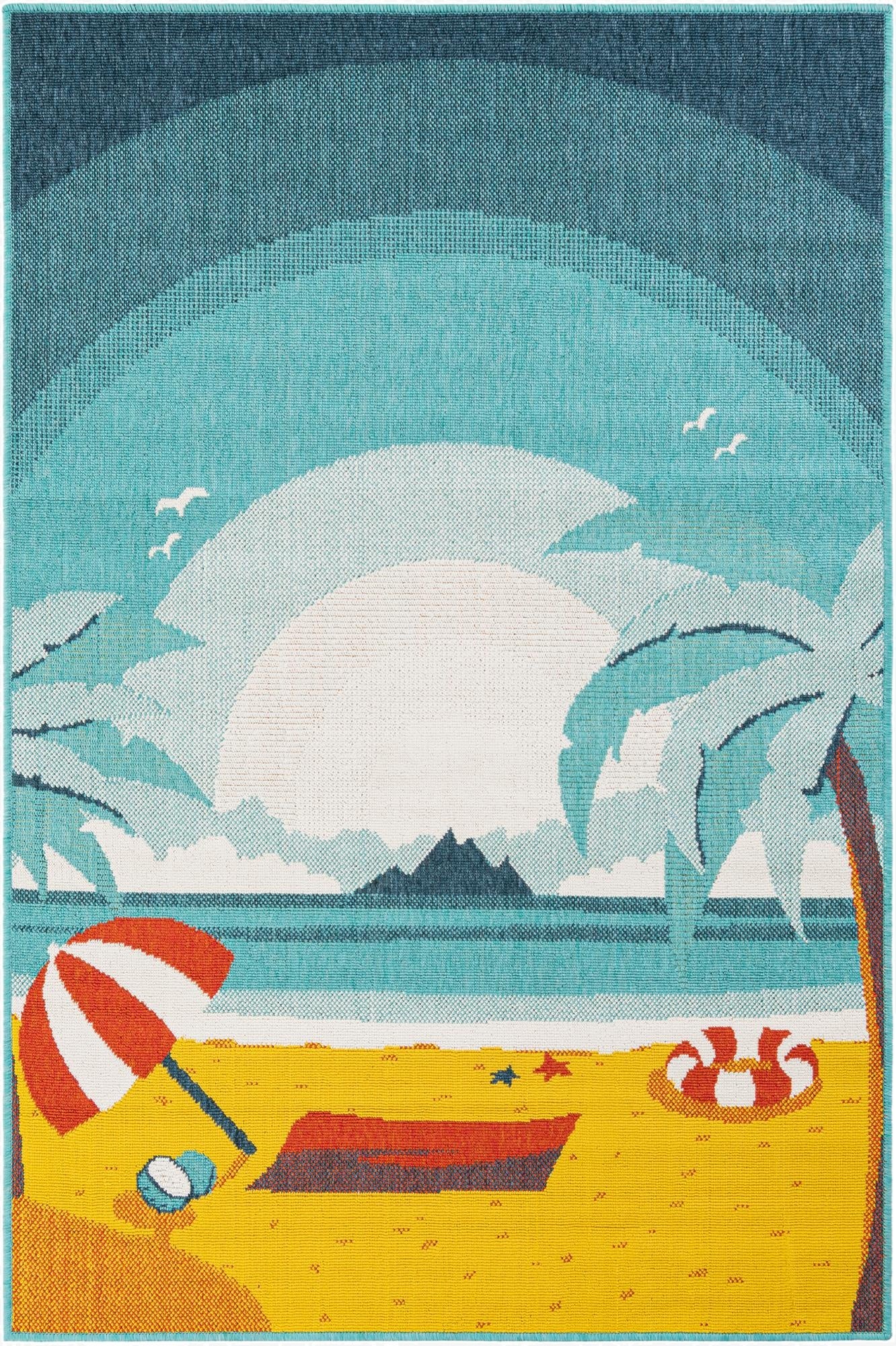 Primary image 4' x 6'  Washable Coastal Indoor / Outdoor Rug