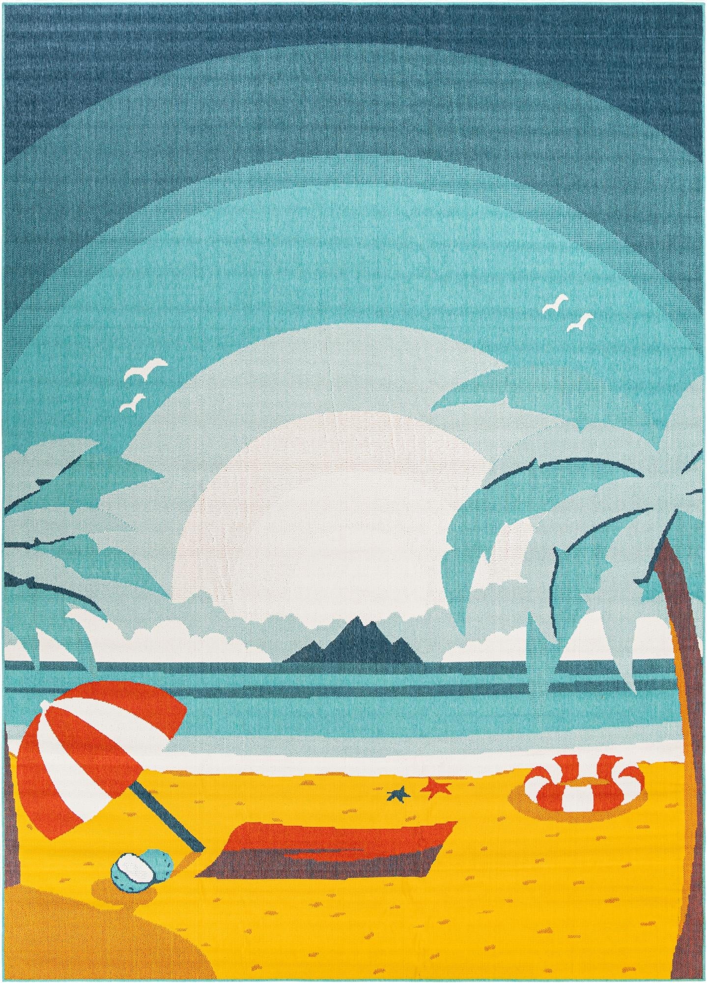 10' x 14'  Washable Coastal Indoor / Outdoor Rug