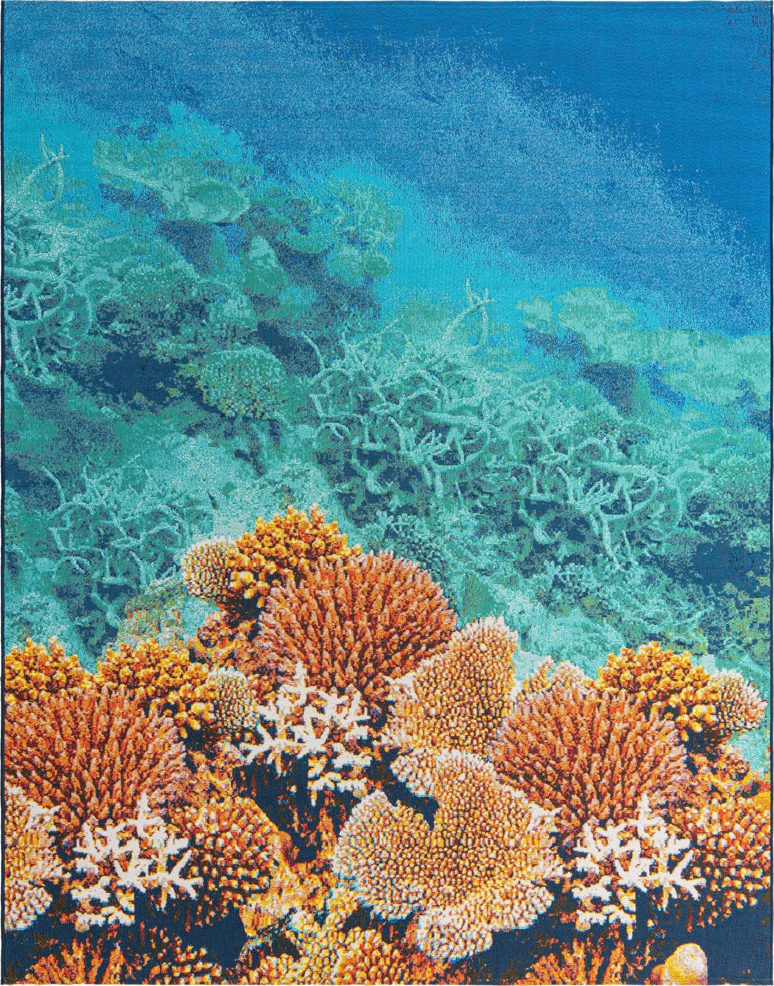 7' 10 x 10'  Washable Coastal Indoor / Outdoor Rug