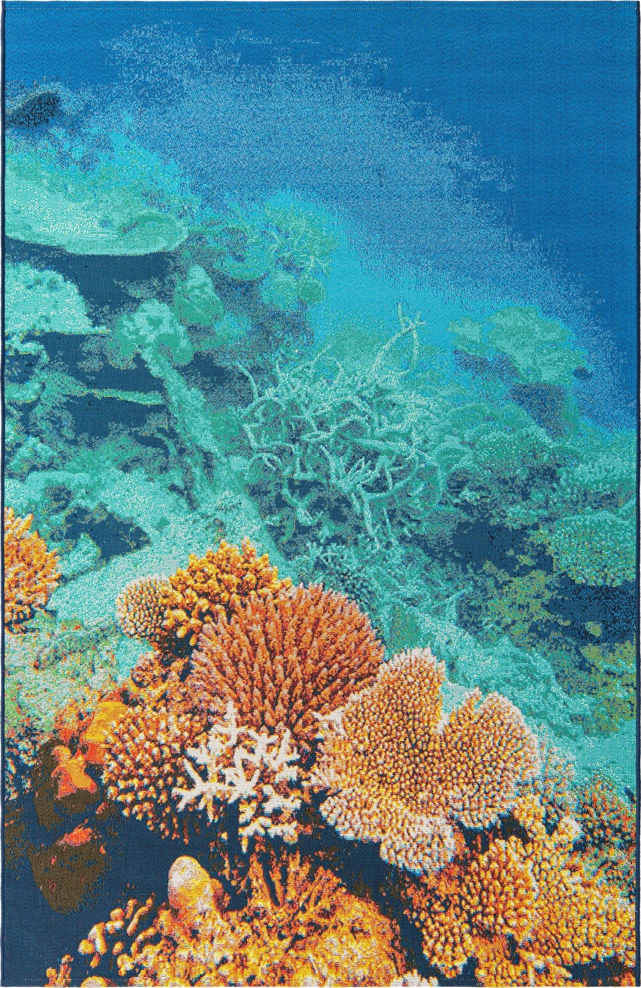 Primary image 5' 3 x 8'  Washable Coastal Indoor / Outdoor Rug