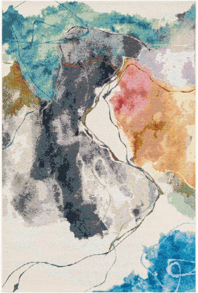 Detail image of 4' 1 x 6' 1 Easy-Clean Modern Indoor / Outdoor Rug