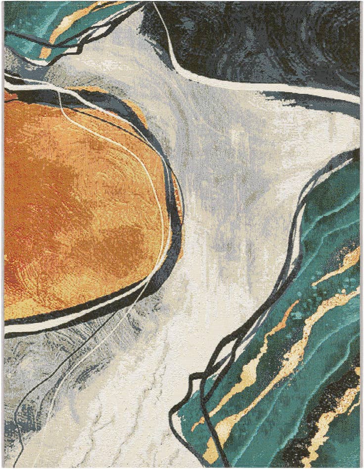 Detail image of 4' 1 x 6' 1 Easy-Clean Modern Indoor / Outdoor Rug