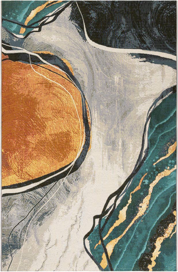 Detail image of 5' 3 x 8' Easy-Clean Modern Indoor / Outdoor Rug