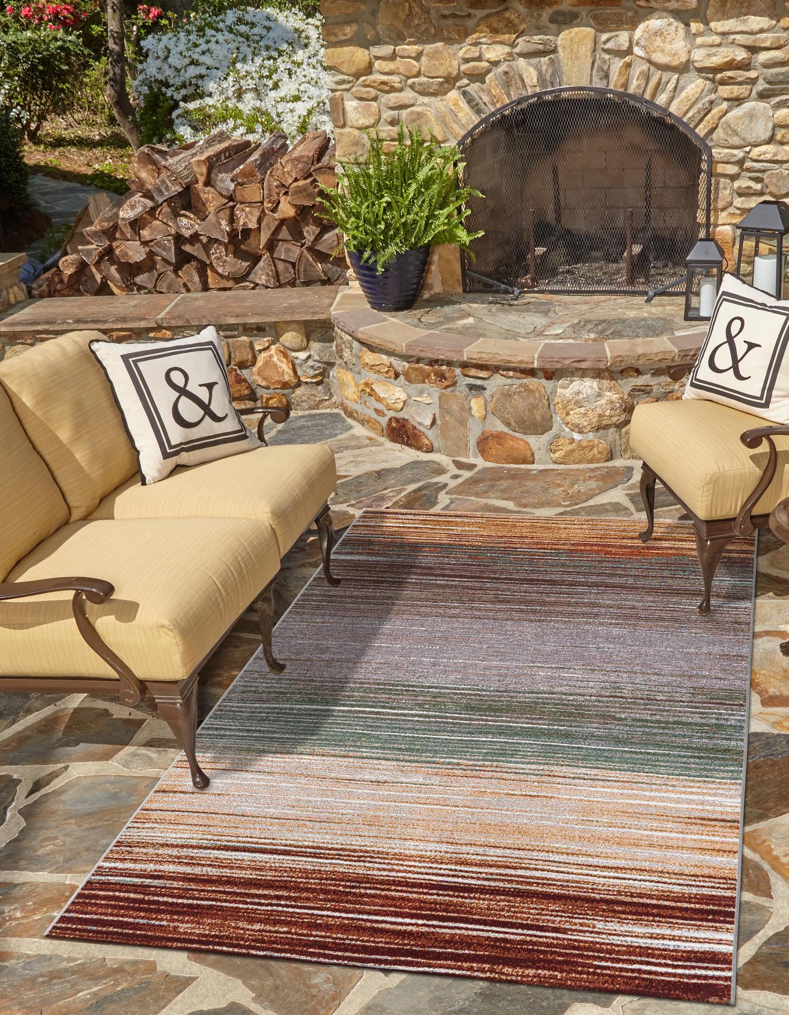 Multicolor 7' 10 x 10' Modern Indoor / Outdoor Rug | OutdoorRugs.com