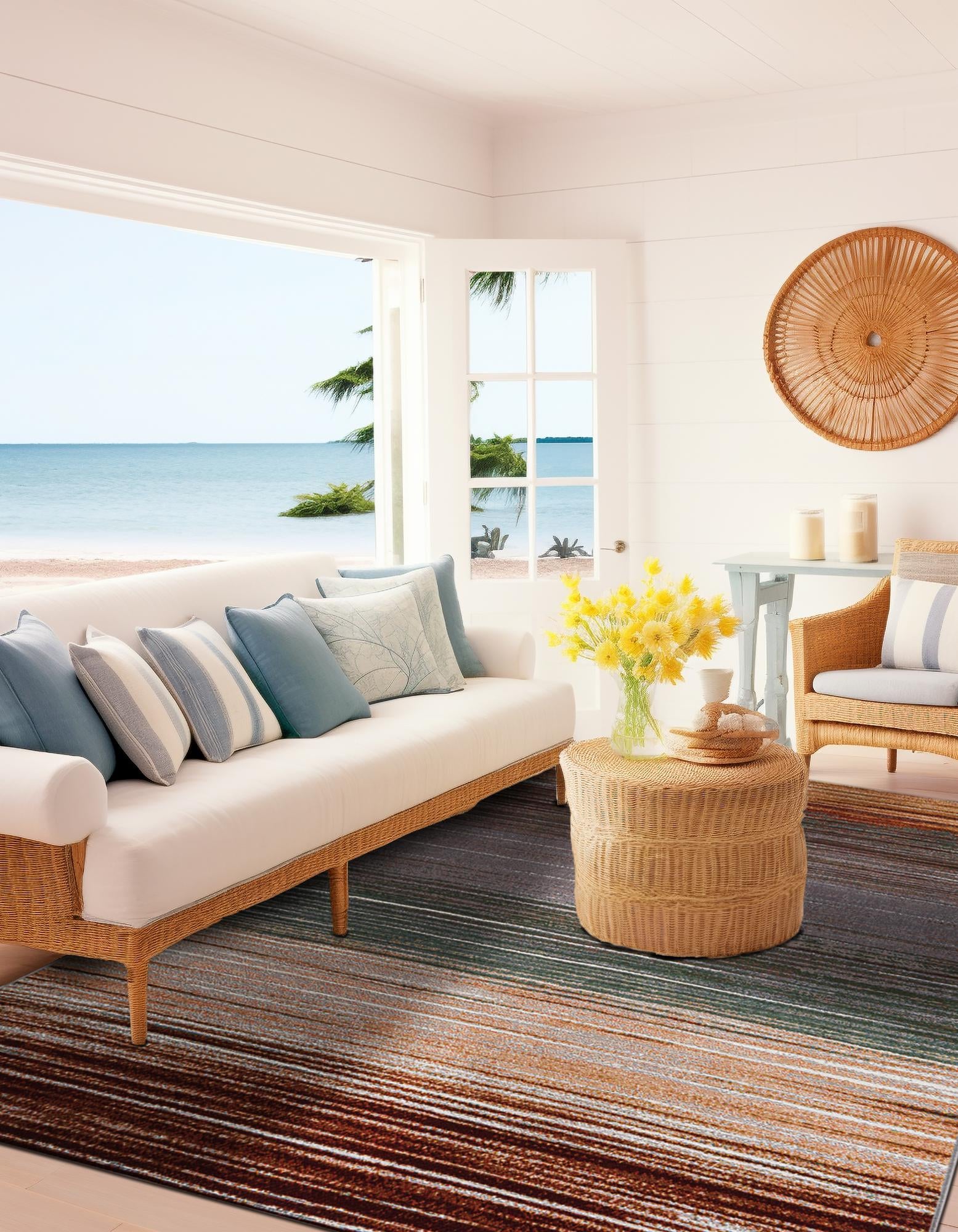 Multicolor 7' 10 x 10' Modern Indoor / Outdoor Rug | OutdoorRugs.com