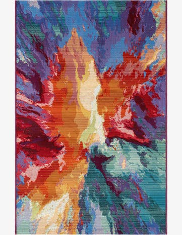 3' 3 x 5' 3 Easy-Clean Modern Indoor / Outdoor Rug