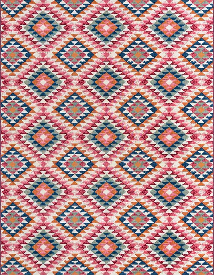Detail image of 7' 10 x 10' Easy-Clean Southwestern Indoor / Outdoor Rug