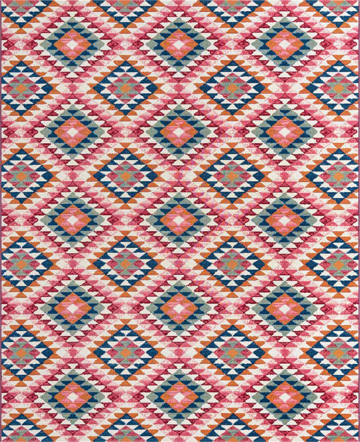 7' 10 x 10' Easy-Clean Southwestern Indoor / Outdoor Rug