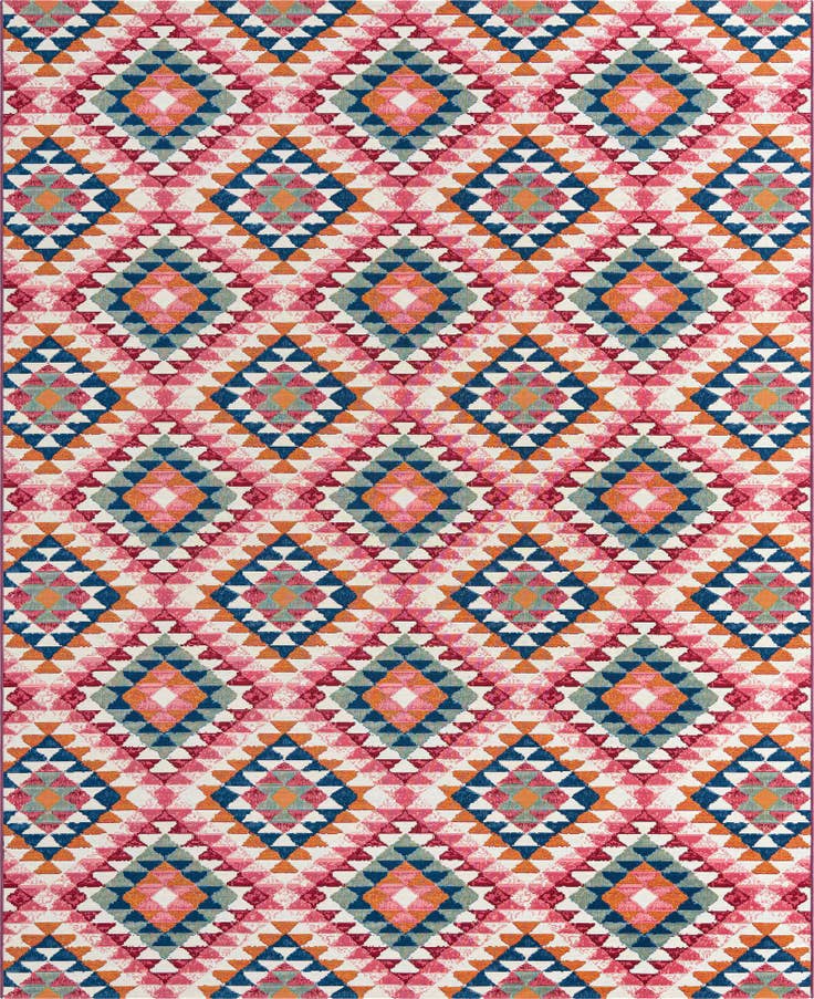 Detail image of 7' 10 x 10' Easy-Clean Southwestern Indoor / Outdoor Rug