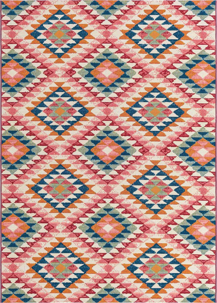 5' 3 x 8' Easy-Clean Southwestern Indoor / Outdoor Rug