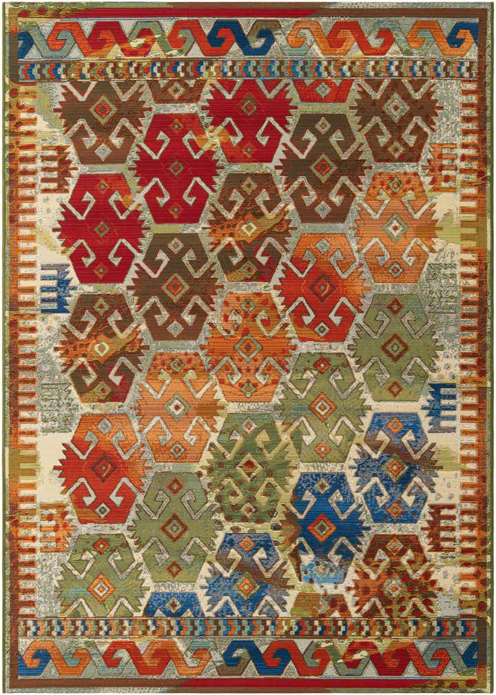 5' 3 x 8' Easy-Clean Southwestern Indoor / Outdoor Rug