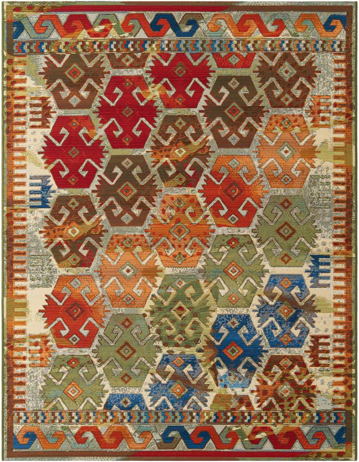 Detail image of 5' 3 x 8' Easy-Clean Southwestern Indoor / Outdoor Rug