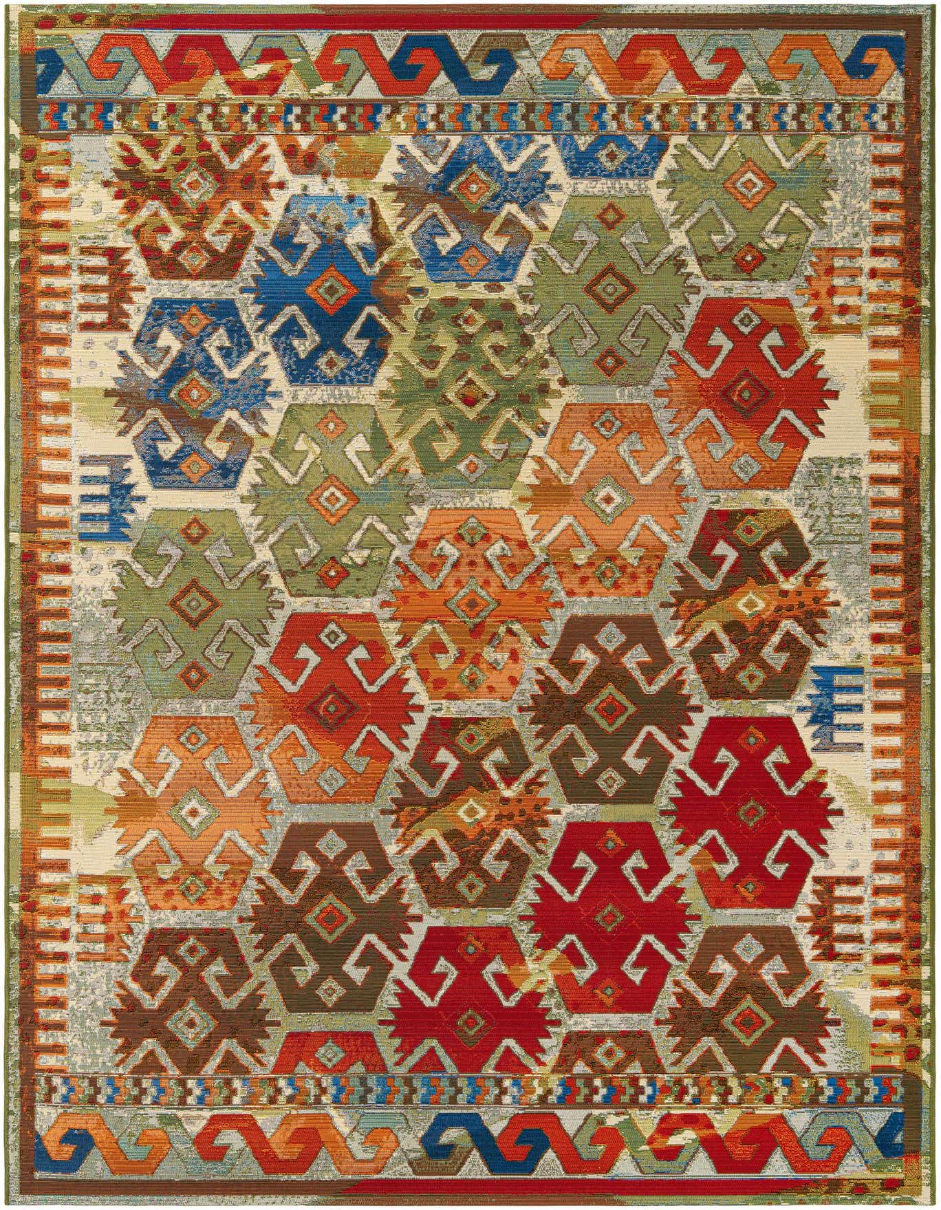 6' x 9' Easy-Clean Southwestern Indoor / Outdoor Rug