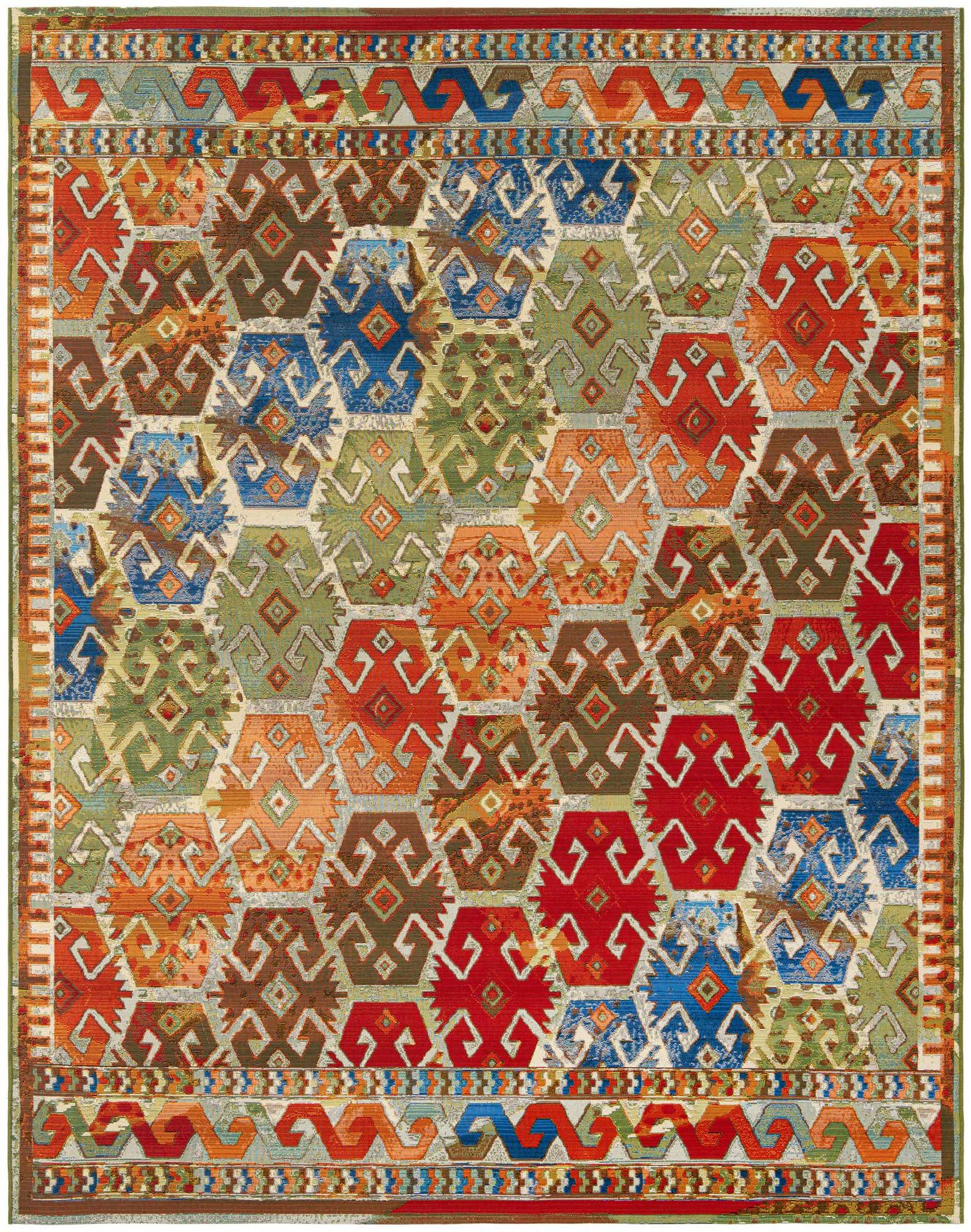 7' 10 x 10' Easy-Clean Southwestern Indoor / Outdoor Rug