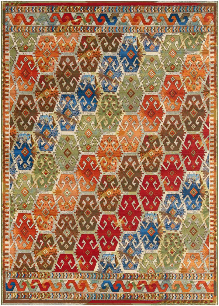 9' x 12' Easy-Clean Southwestern Indoor / Outdoor Rug