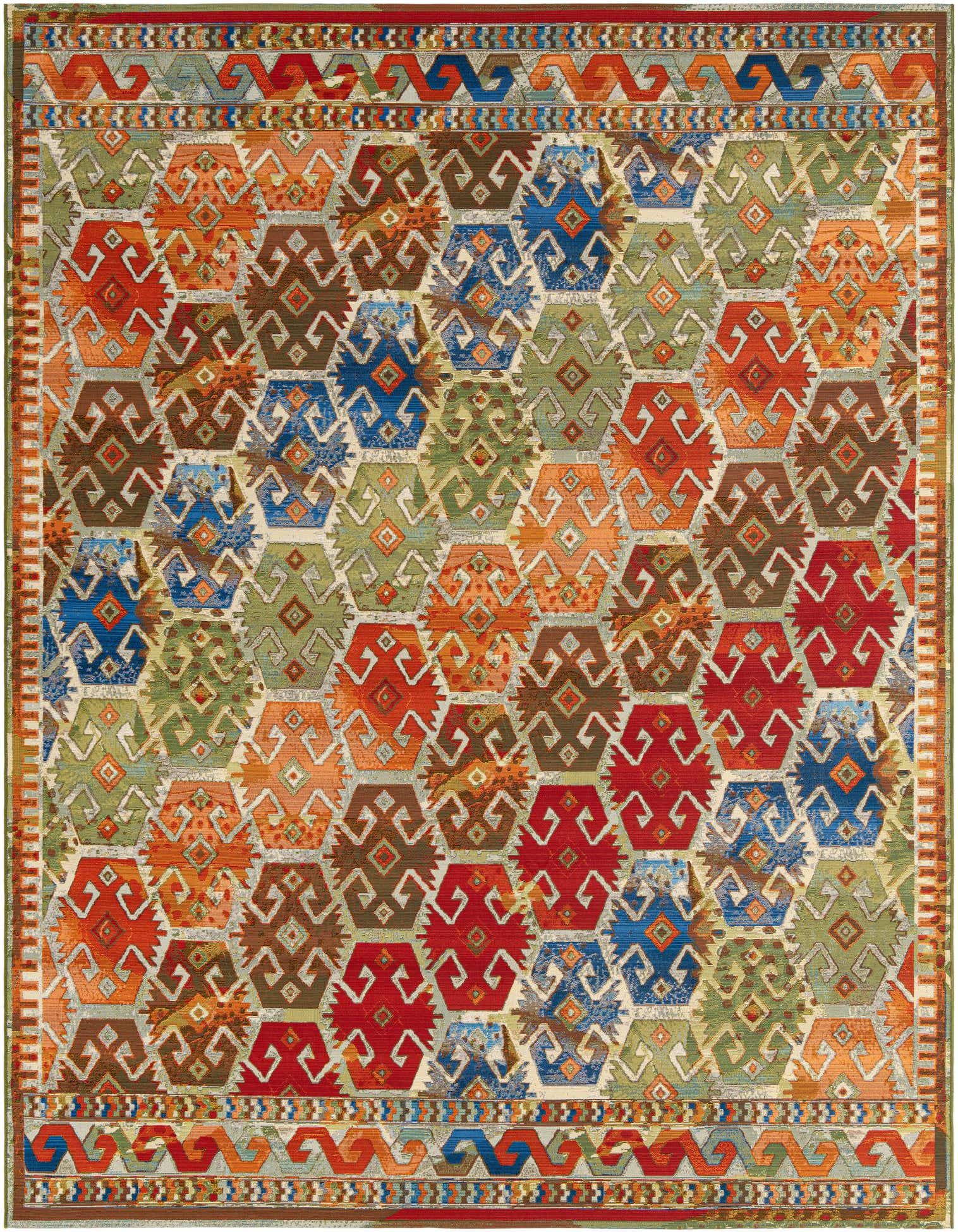 9' x 12' Easy-Clean Southwestern Indoor / Outdoor Rug