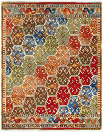 7' 10 x 10' Easy-Clean Southwestern Indoor / Outdoor Rug