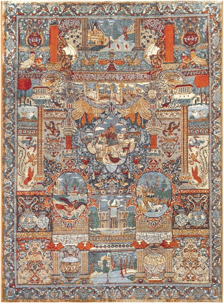 5' 3 x 7' Easy-Clean Traditional Indoor / Outdoor Rug