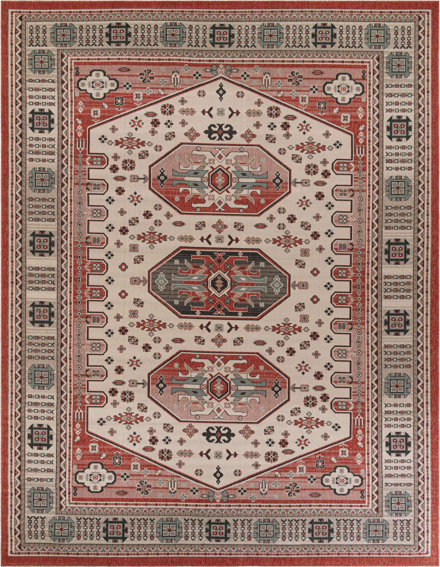10' x 14' Easy-Clean Traditional Indoor / Outdoor Rug