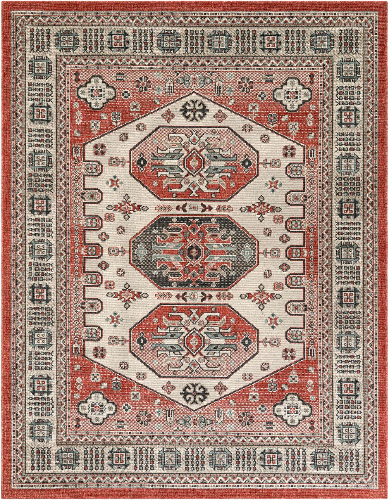 6' x 9' Easy-Clean Traditional Indoor / Outdoor Rug