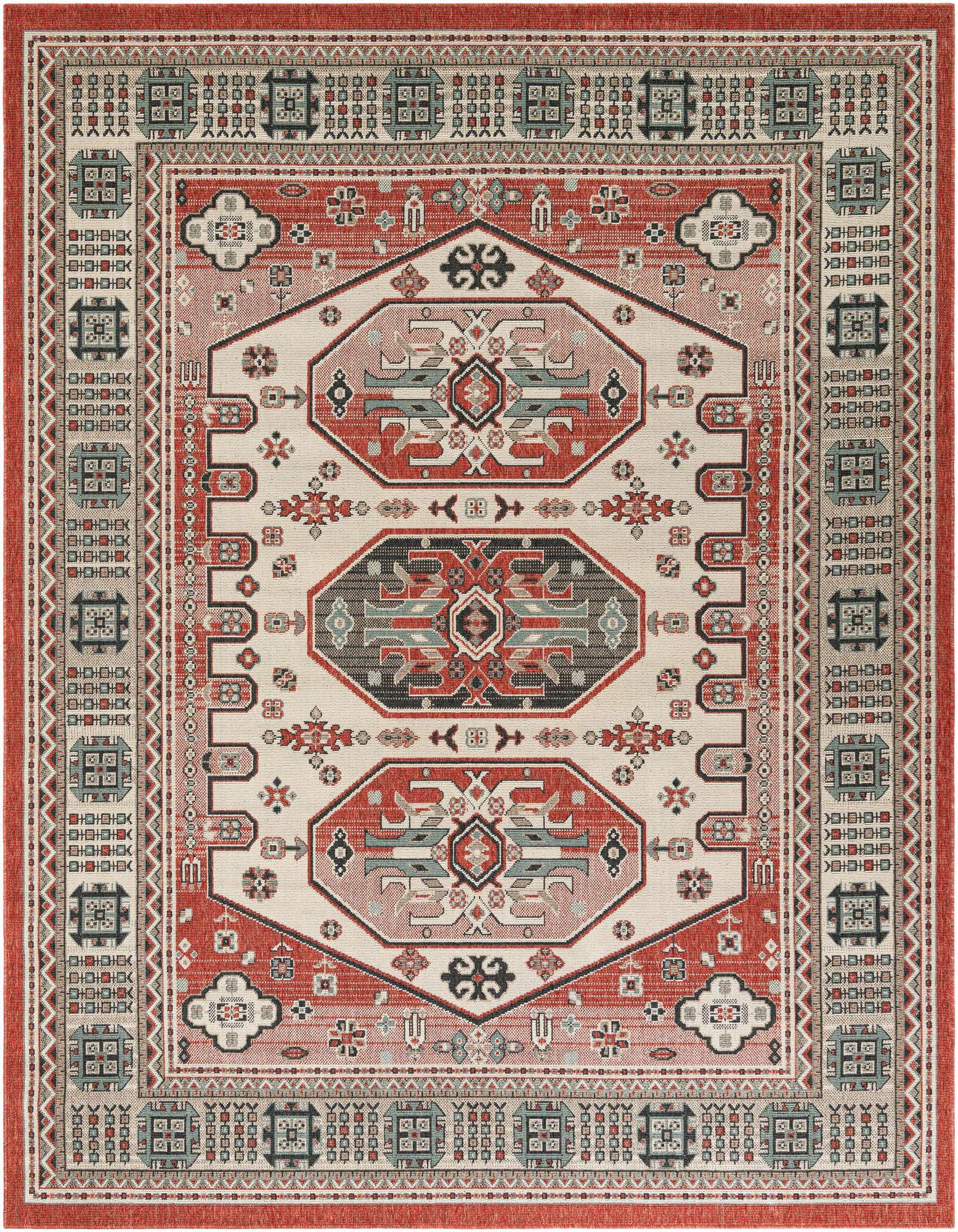 7' 10 x 10' Easy-Clean Traditional Indoor / Outdoor Rug