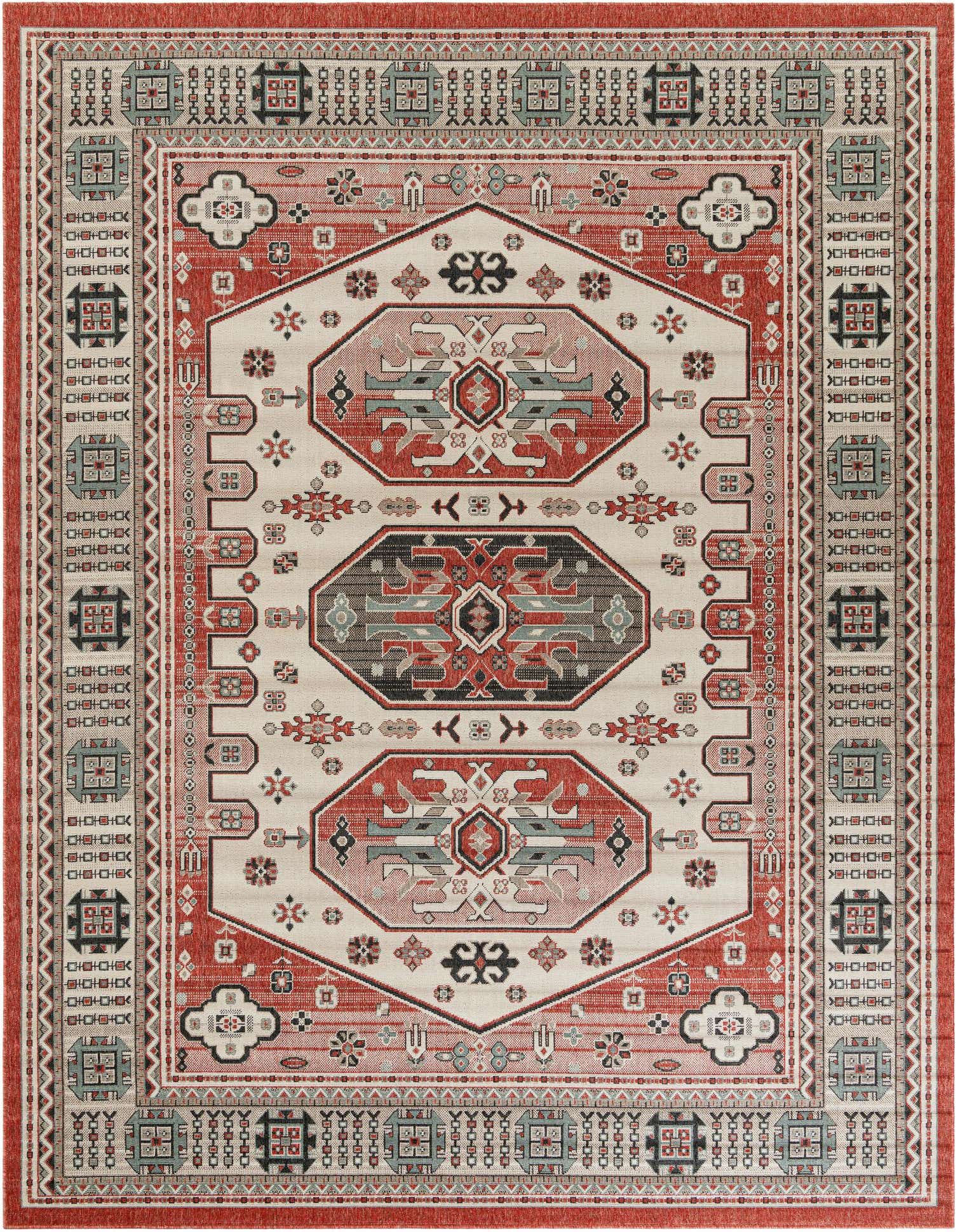 9' x 12' Easy-Clean Traditional Indoor / Outdoor Rug