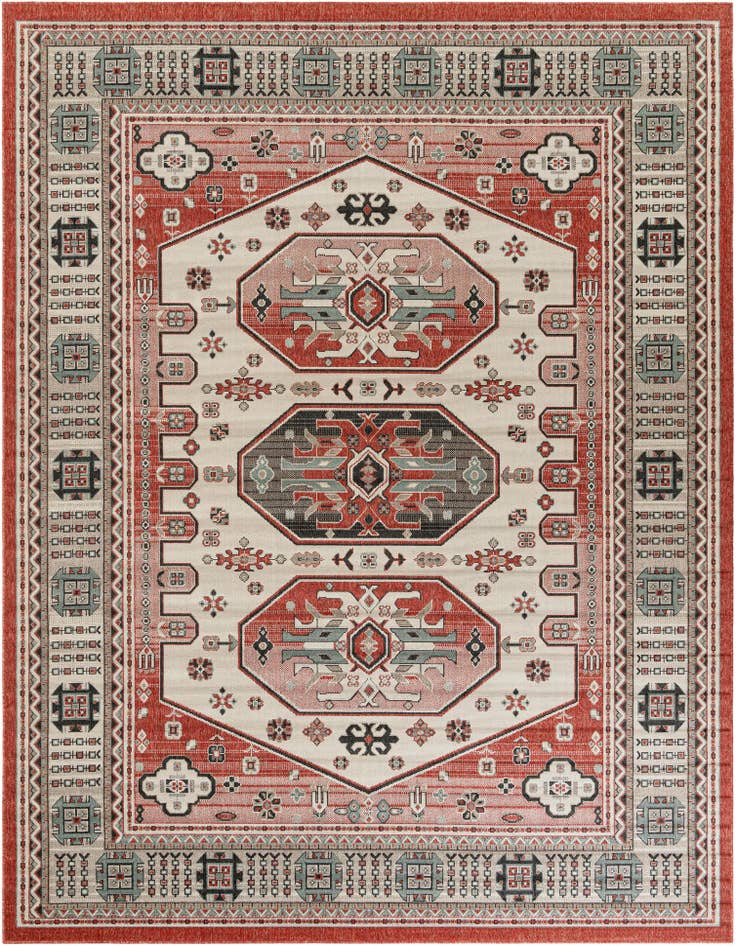 Detail image of 9' x 12' Easy-Clean Traditional Indoor / Outdoor Rug