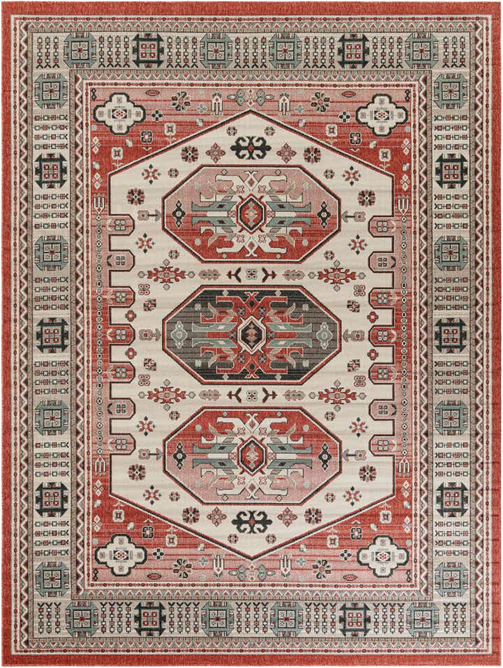 9' x 12' Easy-Clean Traditional Indoor / Outdoor Rug