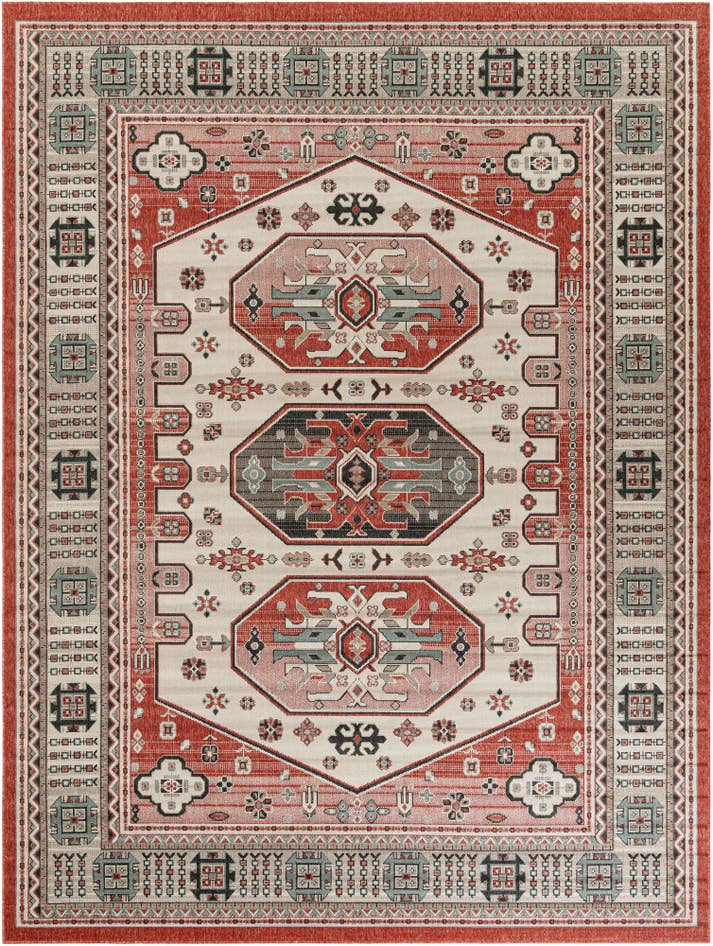 Detail image of 9' x 12' Easy-Clean Traditional Indoor / Outdoor Rug