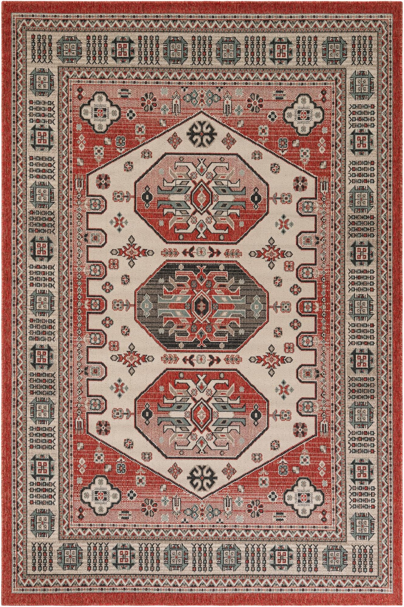 6' x 9'  Washable Traditional Indoor / Outdoor Rug