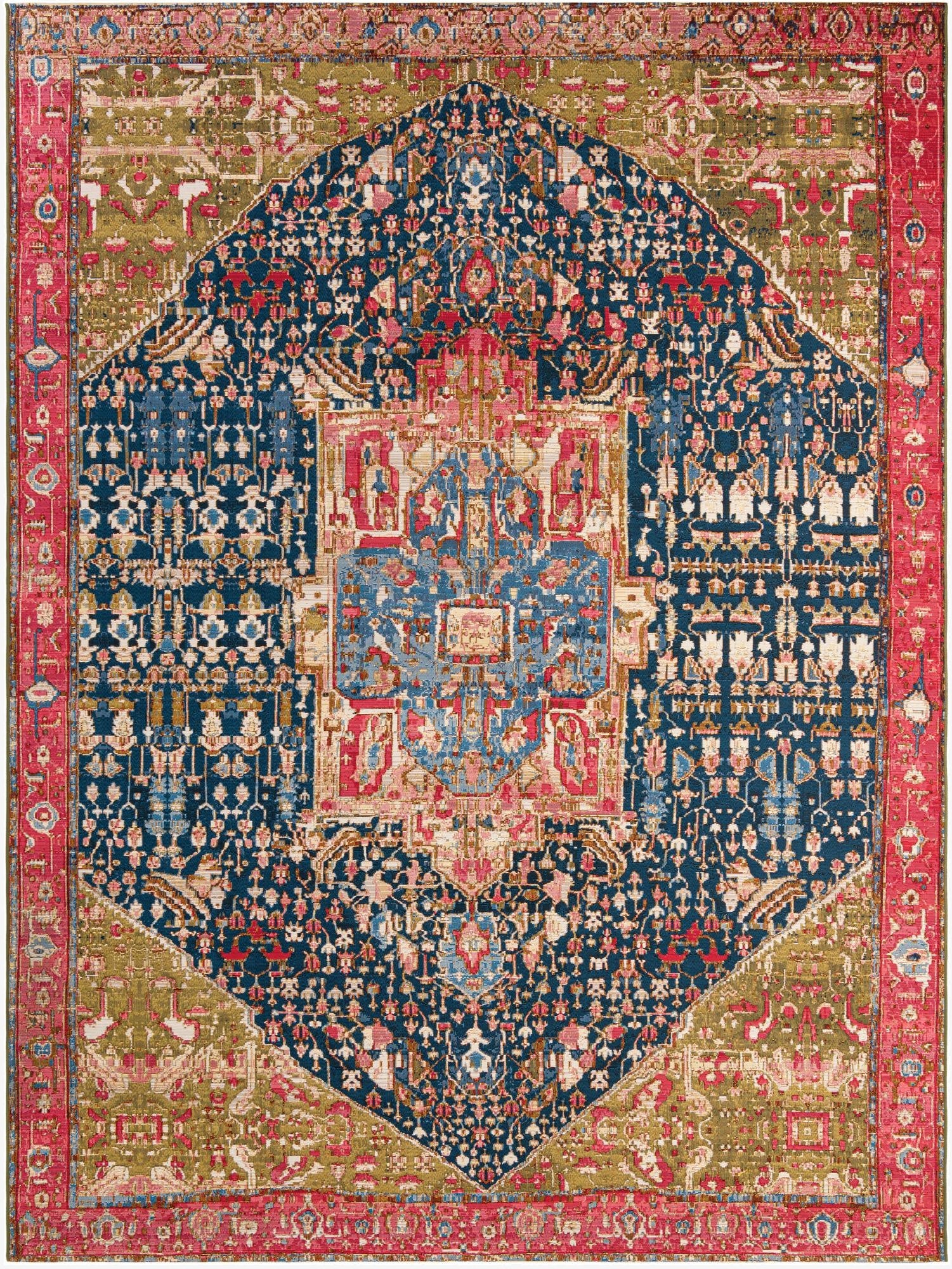 9' x 12'  Washable Traditional Indoor / Outdoor Rug