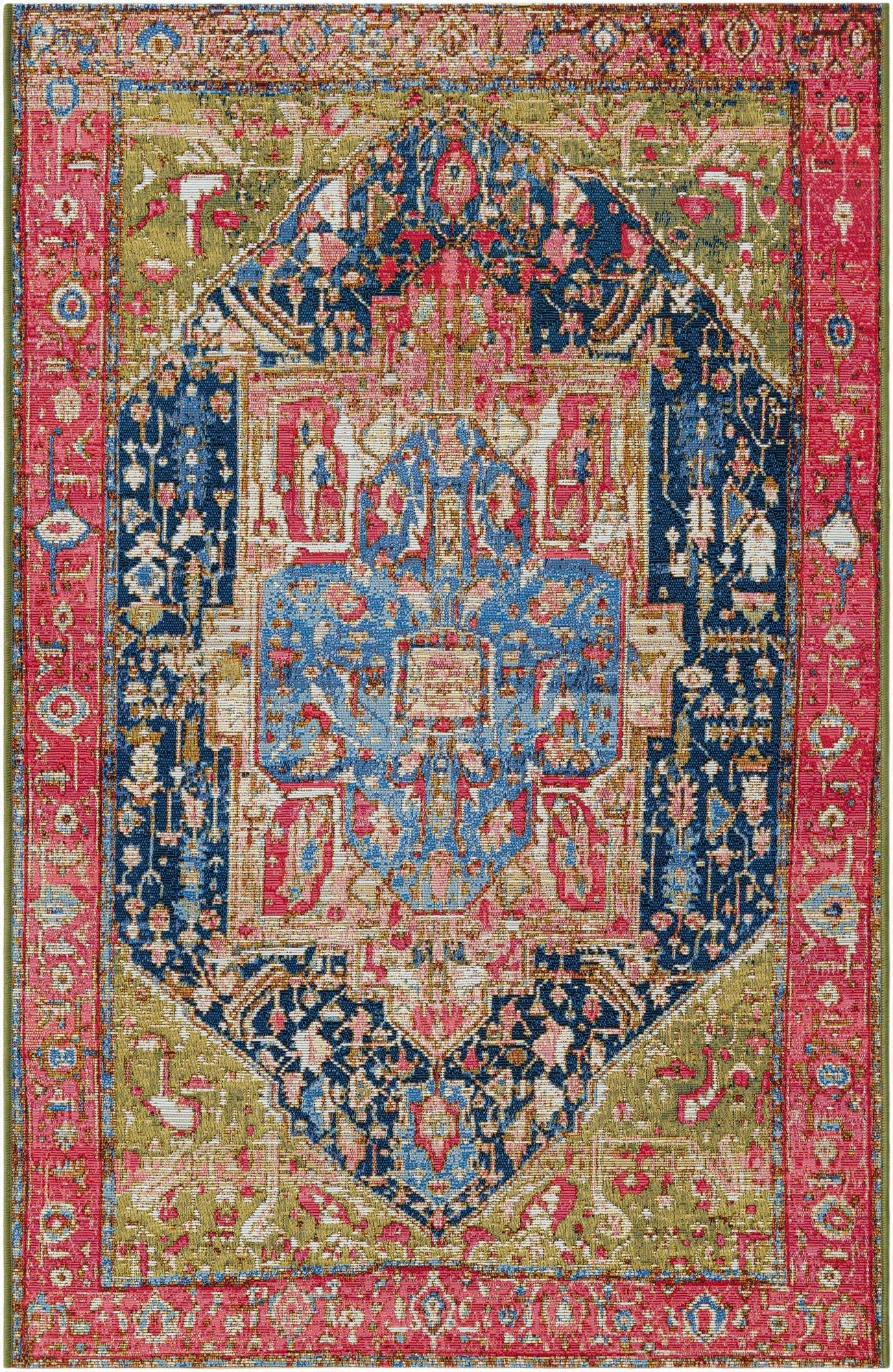 3' 3 x 5' 3  Washable Traditional Indoor / Outdoor Rug