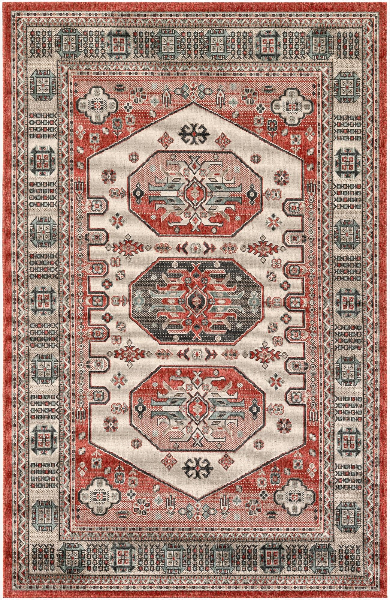 5' x 8'  Washable Traditional Indoor / Outdoor Rug