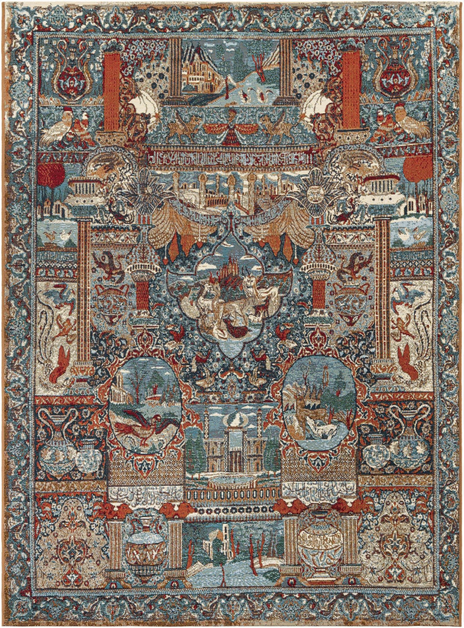 Primary image 5' 3 x 7'  Washable Traditional Indoor / Outdoor Rug