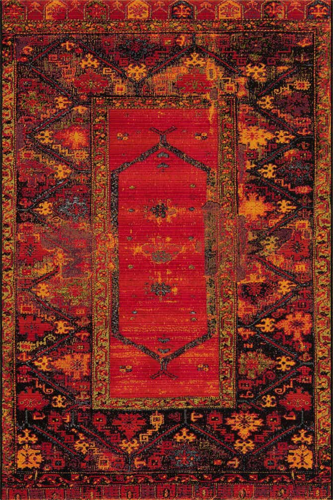 5' 3 x 8' Easy-Clean Tribal Indoor / Outdoor Rug