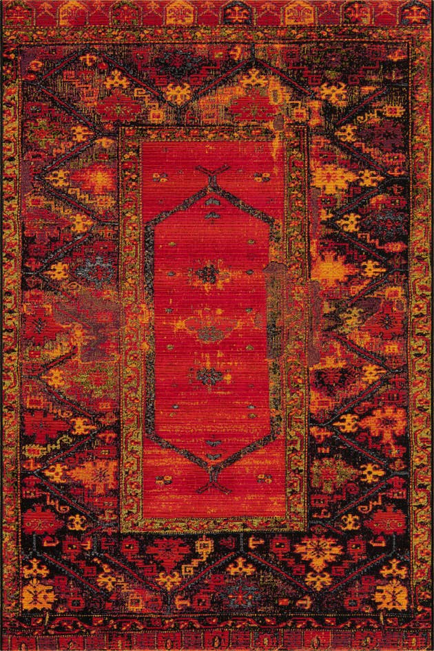 Detail image of 5' 3 x 8' Easy-Clean Tribal Indoor / Outdoor Rug