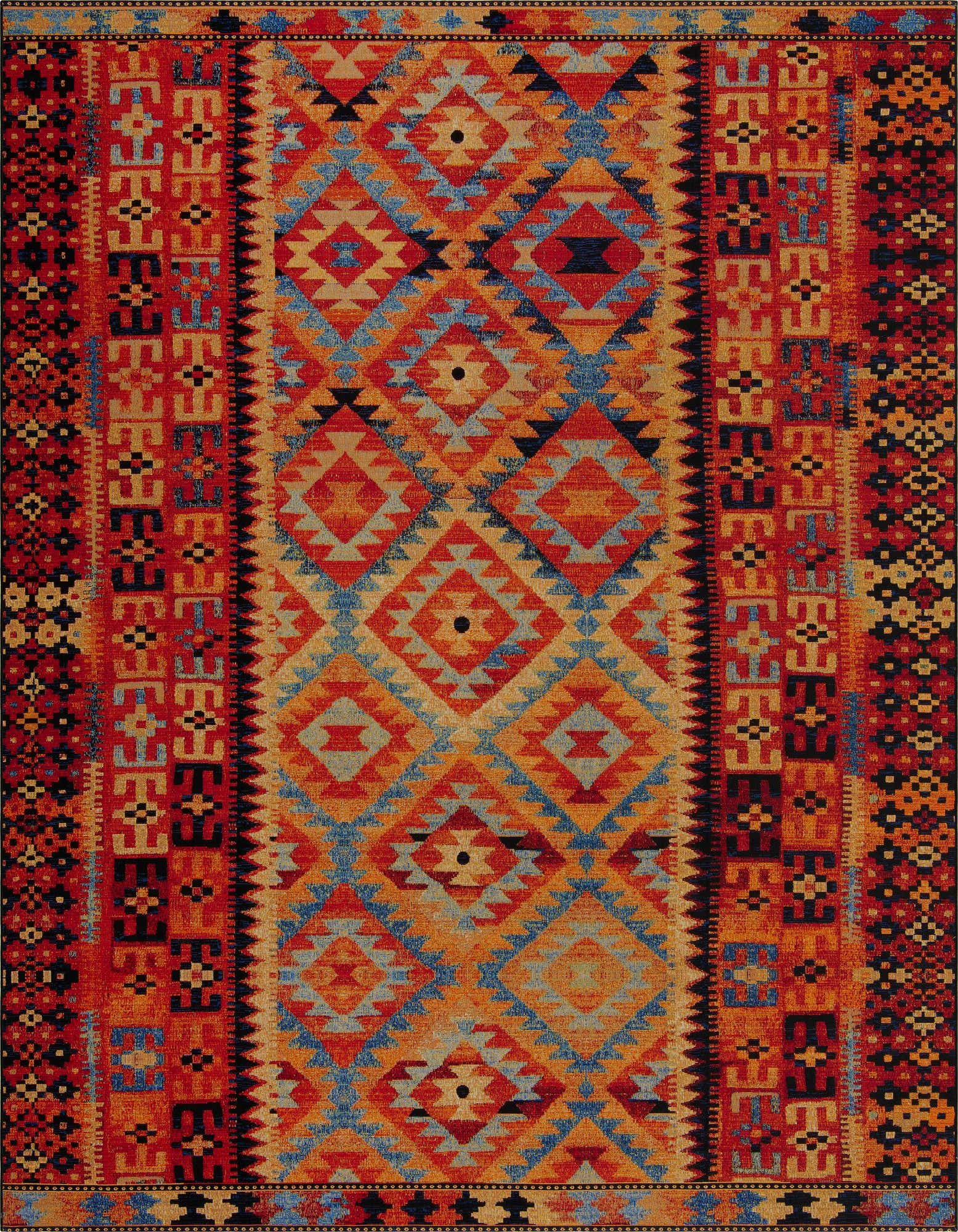 7' 10 x 10' Easy-Clean Tribal Indoor / Outdoor Rug
