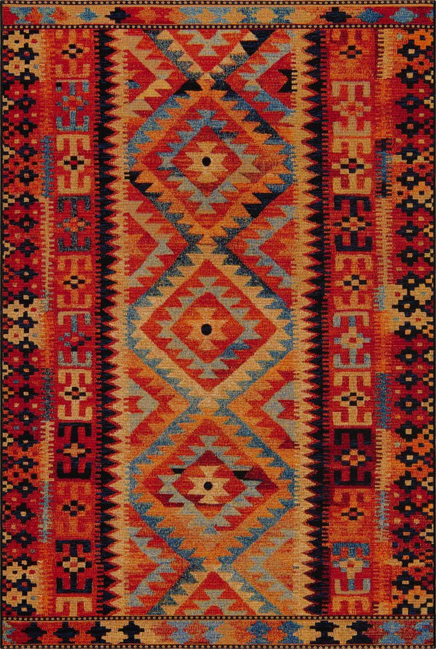 Detail image of 5' 3 x 8' Easy-Clean Tribal Indoor / Outdoor Rug