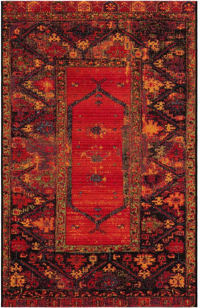 3' 3 x 5' 3 Easy-Clean Tribal Indoor / Outdoor Rug